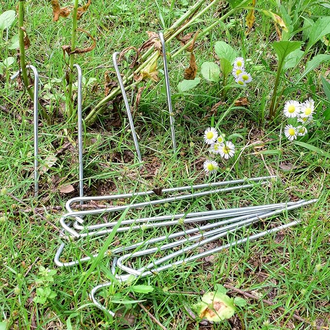 9 Inch Tent Stake Yard Inflatable Stakes Metal Tent Pegs Heavy Duty Ground Stake Fence Hooks Camping Spikes for Canopies, Tarp and Outdoor Christmas Decorations (60)