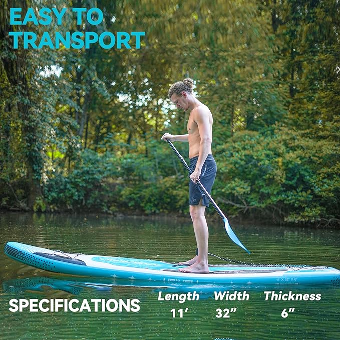 UPWELL 10'6"/11'/11'6" Inflatable Paddle Board, Stand Up Paddlboard for Youth & Adults, Stable Design, Premium SUP Accessories, Backpack, Leash, Hand Pump, Fins