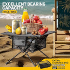 ZUNE LOTOO Portable Camping Table Folding, Small Beach Table Foldable with Drink Holder & Mesh Storage & Carry Bag Compact Camp Tent Side Table for Picnic Tailgate Travel Outdoor Fishing Backpacking