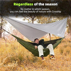 Camping Hammock Mosquito Net with Rain Fly - Rain Fly Tarp & Hammock Bug Net, Portable Parachute Nylon Hammock for Outdoor, Hiking, Backpacking, Backyard, Beach, Travel (Hold Up to 500lbs)