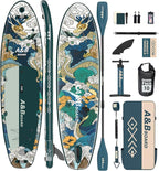 ABBOARD Inflatable Stand Up Paddle Boards - Extra Wide Fishing Paddleboard,Cool Design,Ultra Stable Standup SUP,5 Handles,15 D-Rings, Camera Mount,10L Dry Bag,100L Backpack, Youth/Adults