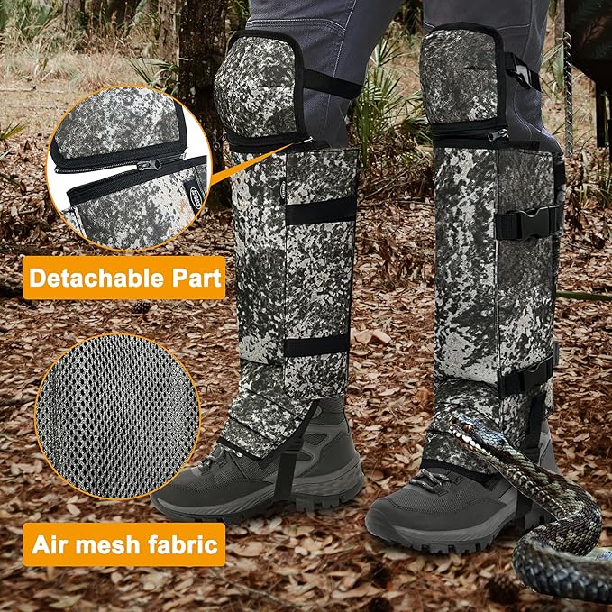 Snake Gaiters Leg Guards, Waterproof Snake Guards, Adjustable Snake Bite Protection for Lower Legs, Snake Chaps for Men&Women
