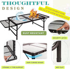 Folding Table w/ Carry Bag, Paper Towel Holder, Garbage Holder, Wing Panels, 3x2 FT Foldable Table for Portable Grill, Picnic, Outdoor, Beach, Small Folding Table Adjustable Height,Camping Table, BBQ