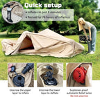 Inflatable Camping Tent for 4 Person with Heavy Duty 600D Oxford Fabric - Blow Up Tent Includes Rainfly & Air Pump,Easy Setup, Portable All Season Cabin House for Family Camping