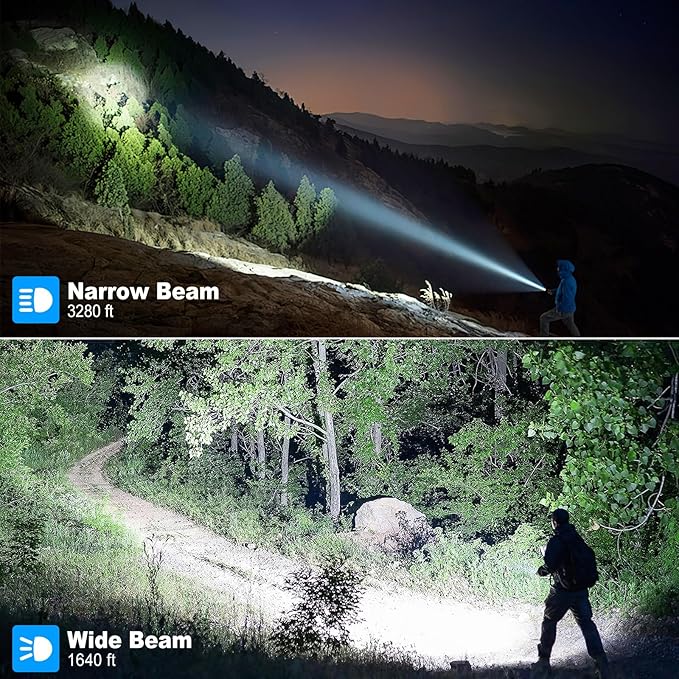 Cinlinso Rechargeable LED Flashlights 90000 High Lumens 2 Pack, Super Bright Flash Light with 7 Modes, IPX7 Waterproof, Powered Handheld Flashlight for Home Camping Emergencies