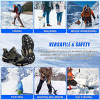 Ice Cleats Snow Traction for Shoes and Boots Ice Snow Crampons Ice Gripper for Walking on Snow and Ice 9-Studs Non Slip Ice Cleats Rubber Overshoe Slip-on Stretch Footwear Winter Hiking Climbing