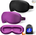 Weighted Eye Mask for Sleeping 2 Pack: Gentle Pressure Blackout Sleep Mask with 3D Contoured Cups, Zero Eye Pressure Sleep Mask for Lash Extensions, Memory Foam Travel Mask, Black Purple
