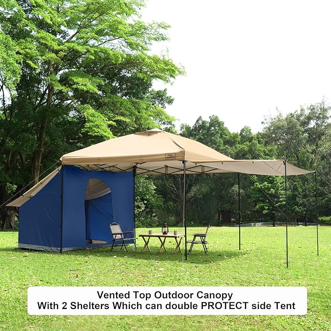 KAMPKEEPER 10x10 Easy Pop Up Canopy Tent with 2 Sidewalls, Instant Outdoor Shade Shelter with 2 PCS Removable 10FT Sun Walls, Quick Setup Waterproof and UV-Resistant for Patio, Camping, Backyard