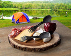 Spork Ultra Lightweight and Strong 5 in 1 Camping Utensil Set-Spoon+Fork+Knife+Peeler+Bottle Opener+Bag+Carry case. Ideal for Outdoors, Home or Office