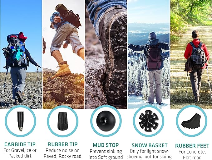 Trekology Trek-Z Collapsible Hiking & Trekking Poles - Balance Support for Seniors, Women, and Men, 2pc Per Set