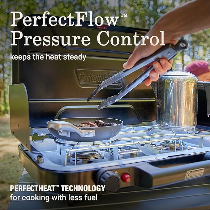 Coleman Classic 3-Burner Propane Camping Stove with InstaStart Ignition, Portable Cooktop with 3 Adjustable Burners & 28,000 BTUs of Power for Camping, Tailgating, Grilling, Hunting & More