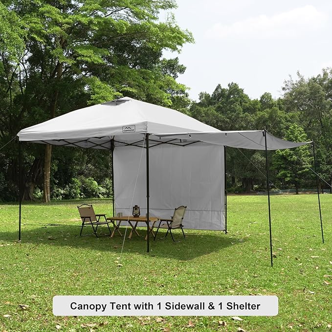 KAMPKEEPER 10x10 Easy Pop Up Canopy Tent with 2 Sidewalls, Instant Outdoor Shade Shelter with 2 PCS Removable 10FT Sun Walls, Quick Setup Waterproof and UV-Resistant for Patio, Camping, Backyard