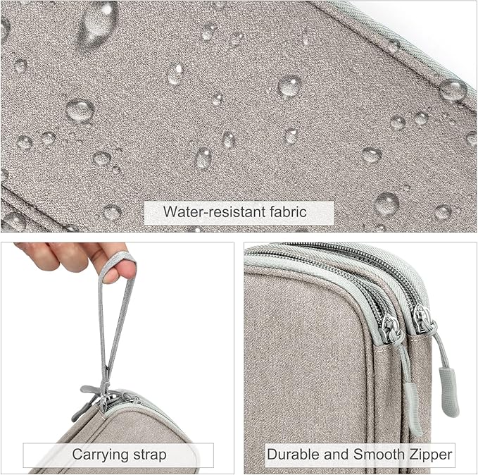 FYY Electronic Organizer, Travel Cable Organizer Bag Pouch Electronic Accessories Carry Case Portable Waterproof Double Layers All-in-One Storage Bag for Cable, Cord, Charger, Phone, Earphone Khaki