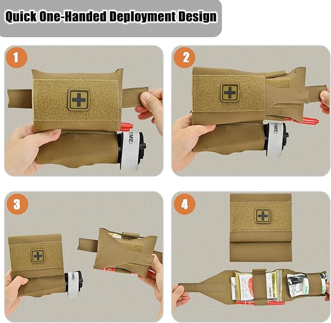 2-in-1 Micro Med Kit Med Pouch Tactical Mini First Aid Pouch Empty Small IFAK Pouch Compact Med Pouch EDC Bag with Tourniquet Holder |MOLLE Belt IFAK Micro Trauma Kit Pouch