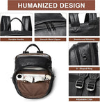 Leather Backpack for Women, Fits 15.6 Inch Laptop, Soft Vegan Leather Backpack for Travel and Daily Use, Black