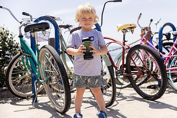 HYDRO CELL Stainless Steel Insulated Water Bottle with Straw - For Cold & Hot Drinks - Metal Vacuum Flask with Screw Cap and Modern Leakproof Sport Thermos for Adults (Army/Black 14oz)