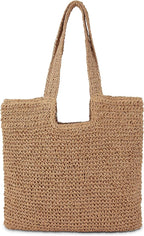 Straw Beach Tote Bag: Large Summer Boho Woven Bags - Rattan Handmade Shoulder Handbags for Women