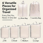 AMHARBOR Set of 6 Compression Packing Cubes for Travel - Space-Saving Luggage Organizers - Vacation Travel Essentials - Lightweight Accessories for Suitcase