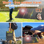 100W Portable Foldable Solar Panel, High Efficiency, DC（5525）/USB-A,USB-C Outputs, 10 DC Adapters, Monocrystalline Silicon, IP67 Waterproof – Your Perfect Outdoor Companion! RV，Camp，Road Trip..