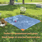 Small Picnic Mat 4FT Foldable Tent Rug Tents Blankets Pocket Beach Blanket Lightweight Camping Tarp Washable Rug Quick Dry Beach Mats Hiking Outdoor Essentials(Gray/Orange 55"*59" /4.59ft×4.92ft)