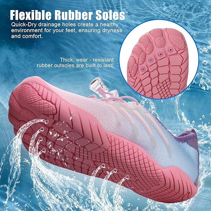 Water Shoes for Men Women, Quick-Dry Barefoot Aquashoes for Beach Swim, Water Sports Like Surf Kayak Yoga, Water Park