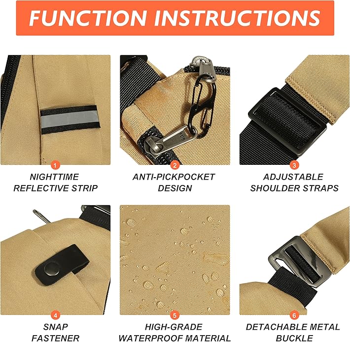 Anti Theft Crossbody Travel Bags for Women Men Cross Body Slim Sling Handbags with S Hook Antitheft