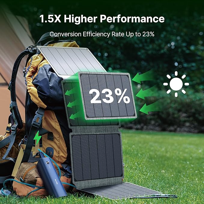 Autel Power Bank with 36W Solar Panel, 15,000mAh Portable Charger, Fast Charging LiFePO4 Battery Kit for Outdoor Camping, Hiking, Fishing, and Traveling (Elegant Gift Box)