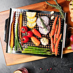 Stainless Steel BBQ Grill Topper Pan Tray for Vegetables, Meats, Skewers & Seafoods for Outdoor Cooking, Grilling, Camping & Tailgating for Gas Grills, Charcoal Grills & Barbecue by Mr. Bar-B-Q 06032Y