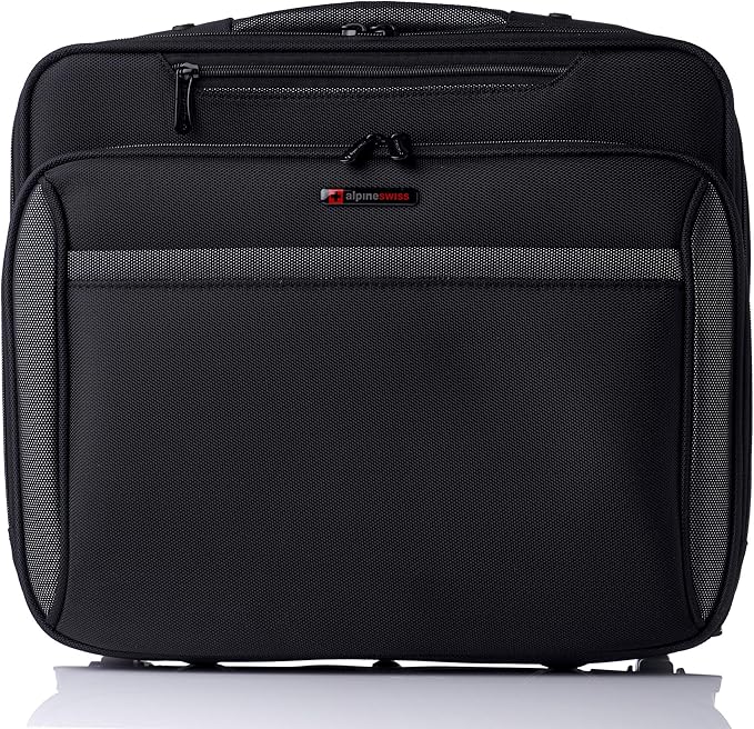 Alpine Swiss Rolling Laptop Briefcase Wheeled Overnight Carry on Bag Up to 15.6 Inches Notebook - Carries Legal Size Files