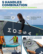 MOUSA 11'6“x35 Extra Wide Inflatable Stand Up Paddle Board, Stable Long SUP for 2 People/Family, Shoulder Strap, 3/5 Handles, 100L Backpack, All-Round Sup Board, Removeable Fin