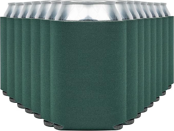 Blank Beer Can Cooler Sleeves (110-Pack) Soft Insulated Beer Can Coolies - HTV Friendly Blank Koolies in Bulk for Beer Cans & Bottles - Coolie Blanks for Vinyl Projects & Wedding Favors (Forest Green)