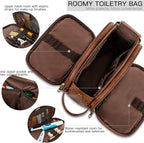 Elviros Toiletry Bag for Men, Large Travel Shaving Dopp Kit Water-resistant Bathroom Toiletries Organizer PU Leather Cosmetic Bags Fathers Day Gift (Medium, Dark Brown)