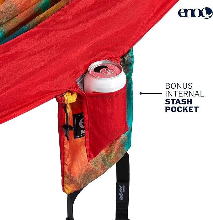 ENO DoubleNest Hammock - Lightweight, Portable, 1 to 2 Person Hammock - for Camping, Hiking, Backpacking, Travel, a Festival, or The Beach - Tie Dye/Red