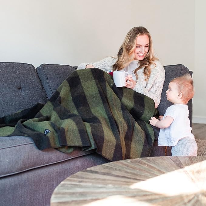 Arcturus Plaid Wool Blankets - 4.5lbs Warm, Heavy, Washable, Large | Great for Camping, Outdoors, Sporting Events, or Home