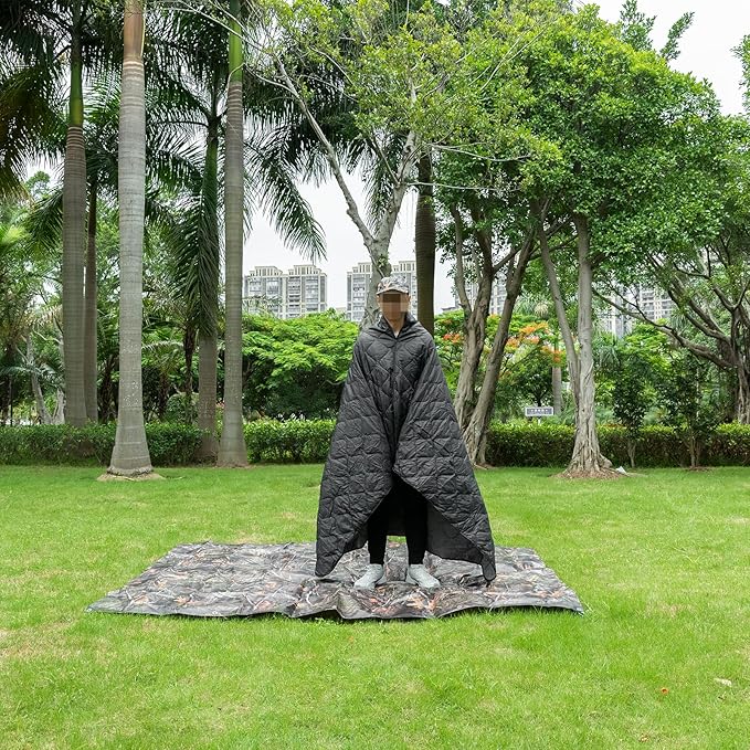 LOOGU Camo Blanket Waterproof Insulation Poncho Liner for Outdoor Camping, Hiking, Hunting, Survival, Backpacking, Picnicking