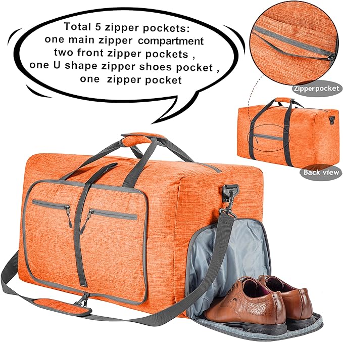 Vomgomfom Travel Duffle Bag for Men,65L 85L 115L Foldable Travel Duffel Bag with Shoes Compartment Overnight Bag for Men Women