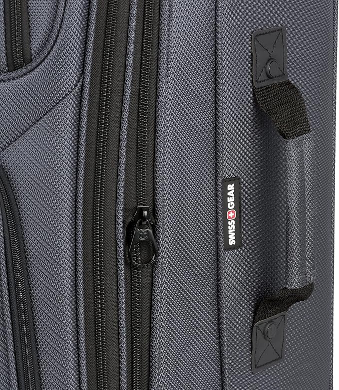 SwissGear Sion Softside Expandable Luggage, Dark Grey, Checked-Medium 25-Inch