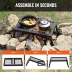 VEVOR Folding Campfire Grill, 18" Portable Camping Grates Over Fire Pit, Heavy Duty Steel Mesh Grate, Camp Fire Cooking Equipment with Legs Carrying Bag, Grilling Rack for Outdoor Open Flame Cooking