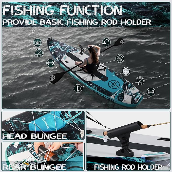 UPWELL 10'6"/11'/11'6" Inflatable Paddle Board, Stand Up Paddlboard for Youth & Adults, Stable Design, Premium SUP Accessories, Backpack, Leash, Hand Pump, Fins