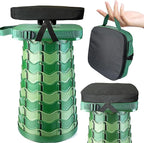 Portable Foldable Stool Set - Sturdy Square Collapsible Stool + Thick Seat Cushion - 550lbs Load Capacity for Camping Travel Picnic Gardening (Camouflage/Black)