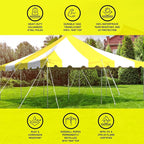 Party Tents Direct 20'x20' Weekender Standard Canopy Pole Tent - Easy Up Canopy Tent with 80 Person Capacity - Outdoor Canopies for Parties, Weddings, & Events (Yellow/White Top)