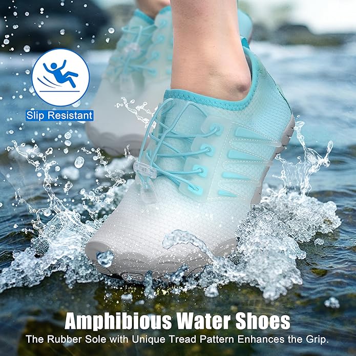 Water Shoes for Men Women, Quick-Dry Barefoot Aquashoes for Beach Swim, Water Sports Like Surf Kayak Yoga, Water Park