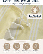 LANE LINEN Oversized Beach Towels 4 Pack – Pre-Washed, Extra Large, Quick Dry, No Sand, Pool Use, 39"x71" – Yellow