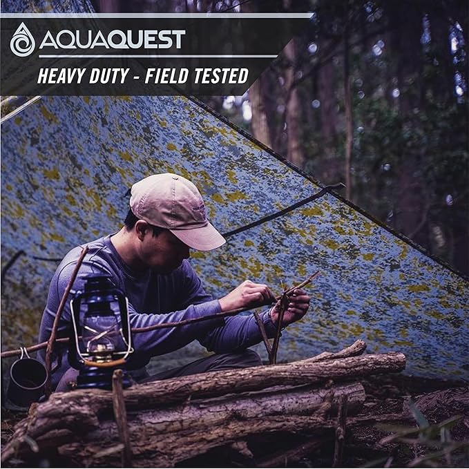 AquaQuest Defender Tarp – Heavy-Duty Waterproof (20,000 mm) Seam-Taped Rain Fly for Camping, Bushcraft & Survival