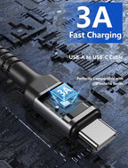 USB to USB C Cable 3A Fast Charging [2 Pack, 6FT], USB A to USB C Charger Cord, Upgraded Extra Durable Braided USBC Cable Compatible with iPhone 17 16 15 Pro Max,Samsung Galaxy S10 S9, LG and More