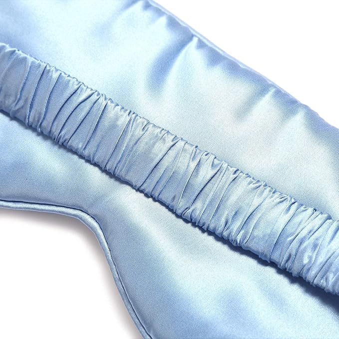 Silk Sleep Mask - 100% Pure 22 Momme Mulberry Silk Eye Sleeping Mask for Women and Men - Blackout Eye Mask for Sleeping (Blue)