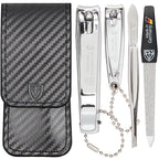 3 Swords Germany - Brand Quality 4 piece Manicure Pedicure Grooming kit Set Tweezers File Clipper Fashion Leather case in Gift Box, Made by 3 Swords