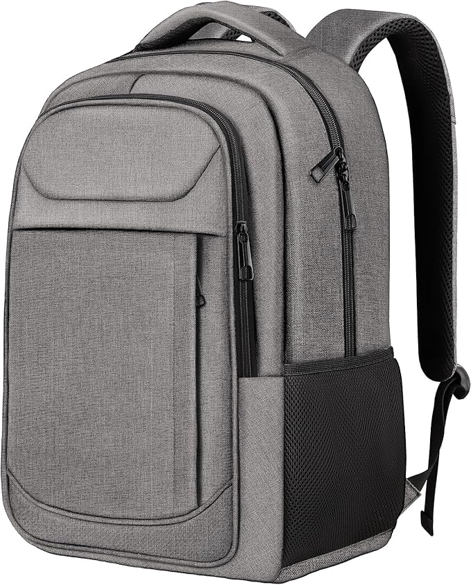 Travel Backpack, Laptop Backpack For Men Women, 17 Inch Water Resistant Slim Casual Daypack College School Travel Computer Nurse Work Bag Gift for Men & Women, Grey