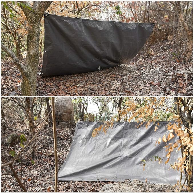 Heavy Duty 10 Mil Tarp Cover Waterproof UV Resistant Tarpaulin Used for Outdoor, Hunting, Camping, Backpacking, Canopy Tent, Ground Tarp, Cover Boat, Motorcycles, Roofs, Wood