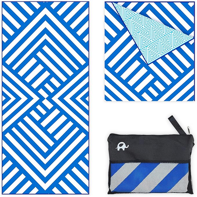 Elite Trend Quick Dry Towel Extra Large 78x35 Inch - Microfiber Beach Towel - Perfect for Beach, Travel, Swimming, Pool, Yoga, Hiking, Camping - Lightweight, Fast Drying, Compact for Adults (Maze)